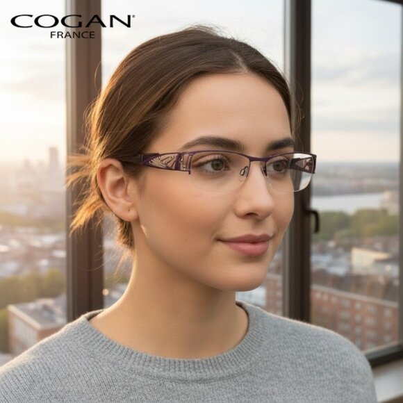 Cogan YC2132 VIO Women's Half Rim Optical/Prescription Eyeglasses Frame - Picture 1 of 14
